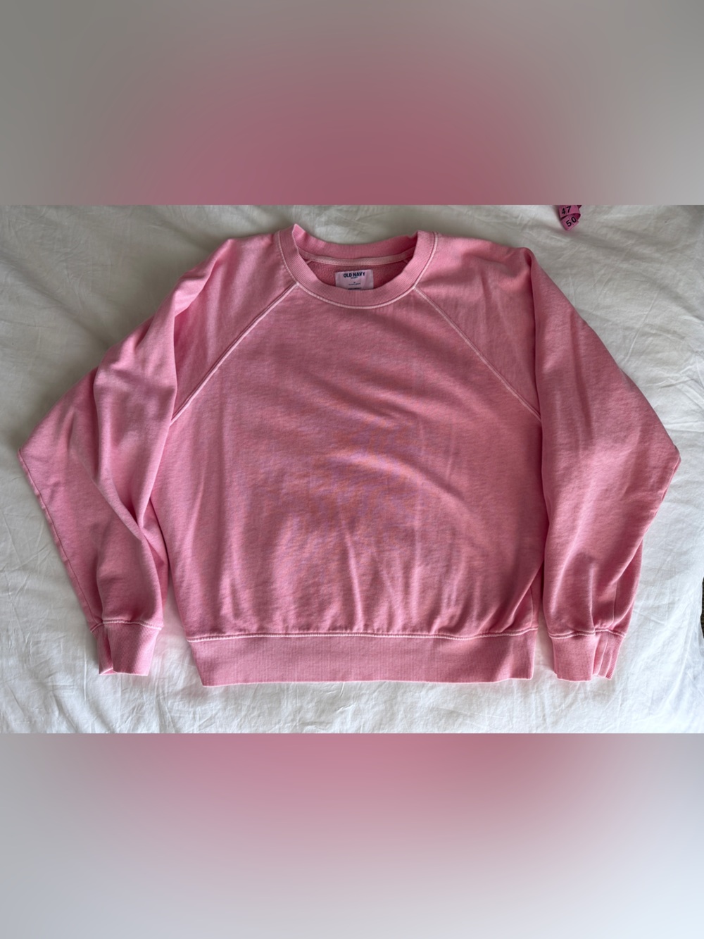 Old Navy Oversized Raglan Sweatshirt Medium Pink aka gladiola